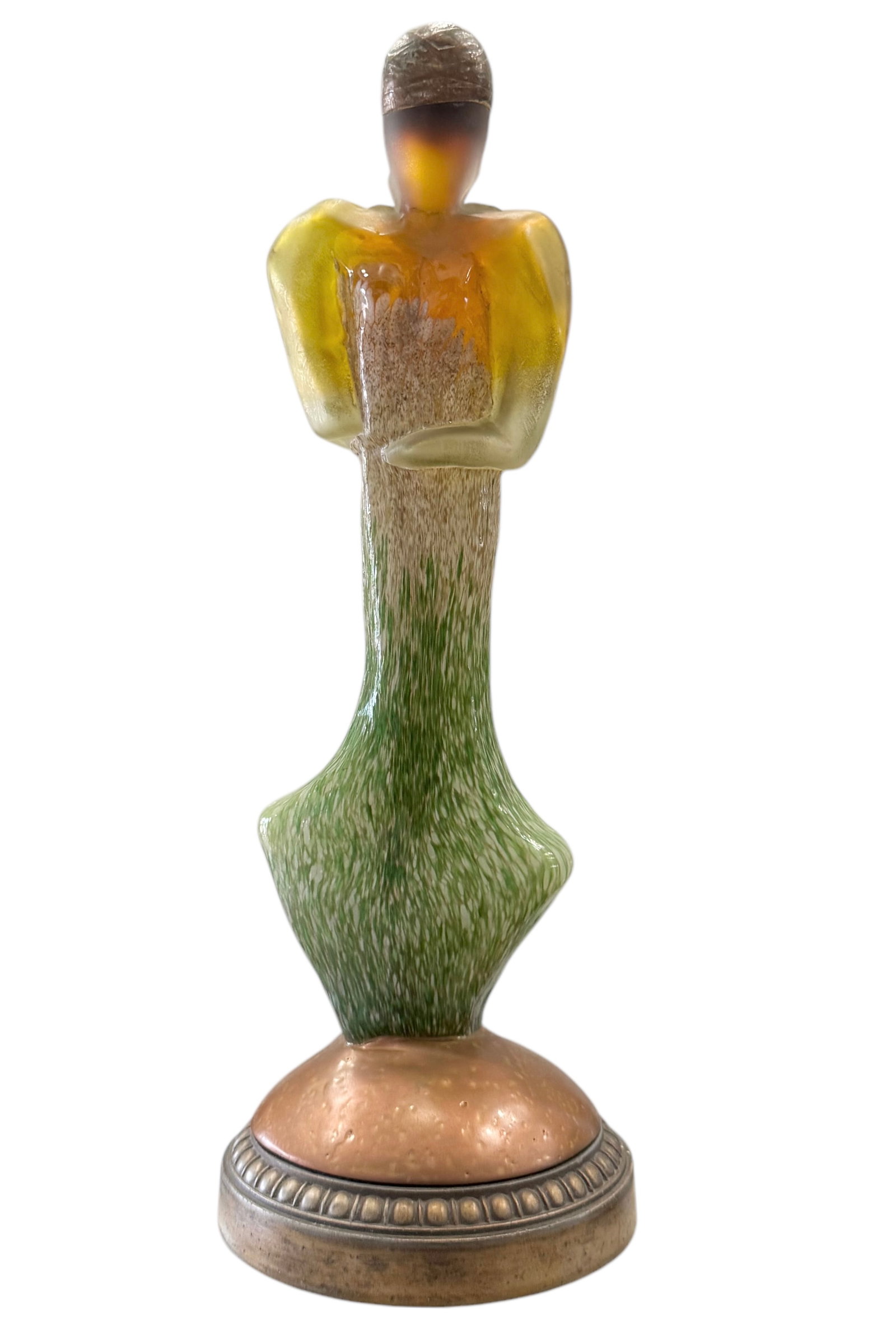 Vintage Art Glass Modernist Figural Sculpture 22.5": 22.5 x 7 in
