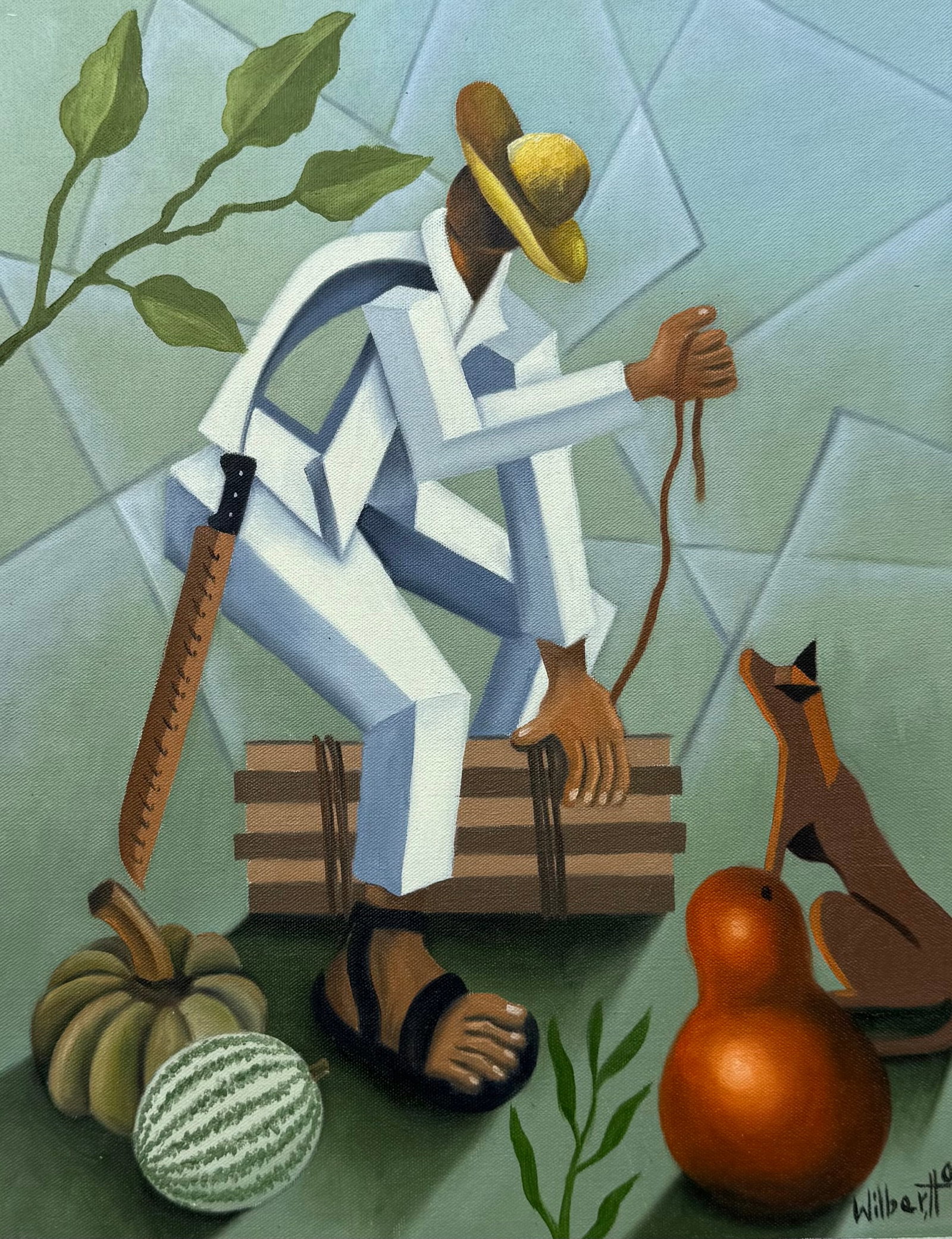 WILBER HERERRA ORTIZ (20th c, Mexico) Cubist Abstract, Merida Artist: Oil on board 17.5 x 14 in