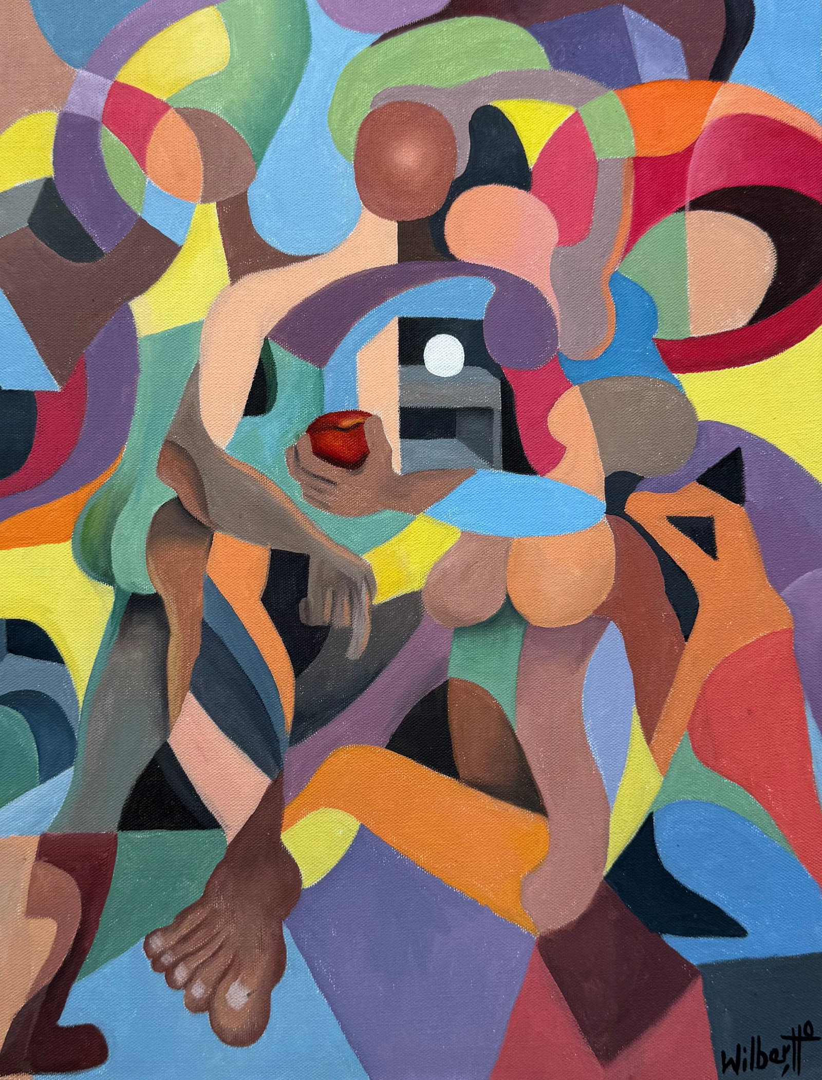 WILBER HERERRA ORTIZ (20th c, Mexico) Cubist Abstract, Merida Artist: Oil on board 17.5 x 14 in