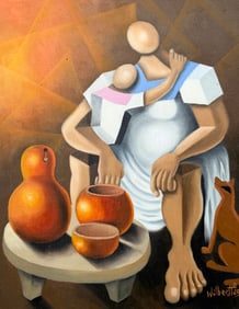 WILBER HERERRA ORTIZ (20th c, Mexico) Cubist Abstract, Merida Artist