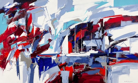 CHRISTIAN BERGERON (b. 1945, Canadian) Monumental Abstract "The Marina" 60"