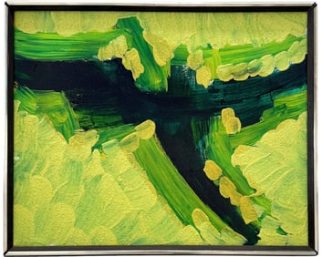 Mid-Century Modern Abstract Expressionist Unsigned Oil On Canvas