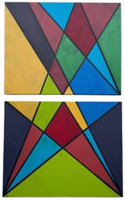 Pair Of Contemporary Abstract Paintings, Signed