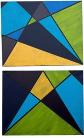 Pair Of Contemporary Abstract Paintings, Signed