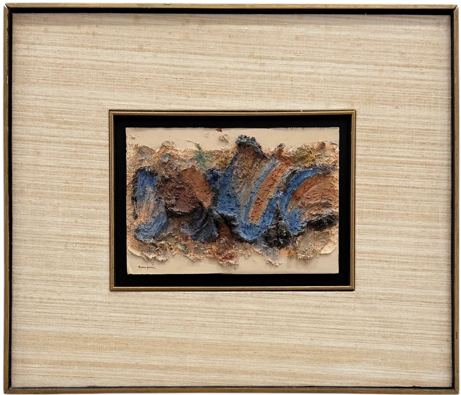FERNAND TOUPIN (1930-2009, Canadian) Abstract Expressionist, Quebec Artist: Mixed media on board 4 x 7 in. Domestic Flat Shipping Price:$45, $55 flat rate shipping to Canada