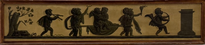 French School Trompe L'oeil Allegorical Scene With Putti Attributed To Piat-Joseph Sauvage