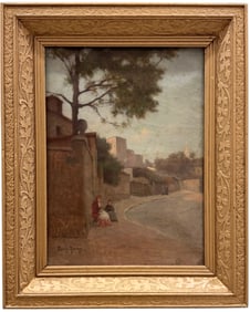 French School Impressionist Street Scene Signed Oil On Canvas