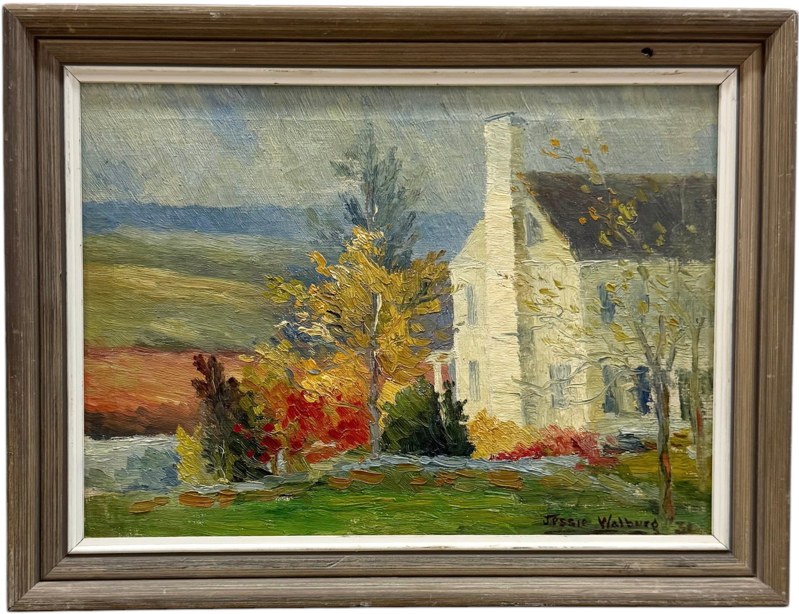 JESSIE F WALBURG (1902-1982, American) Impressionist, Buffalo NY Artist: Oil on canvas 14 x 10 in, 16.5 x 12.5 in (framed). Domestic Flat Shipping Price: $45