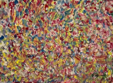 Large American School Abstract Expressionist Painting Signed