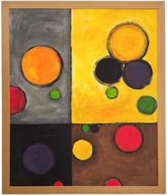 M Young Lee Colorful Contemporary Abstract Painting Signed Verso