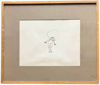 Nicely Framed Vintage Ink Figiral Nude Drawing Signed & Dated