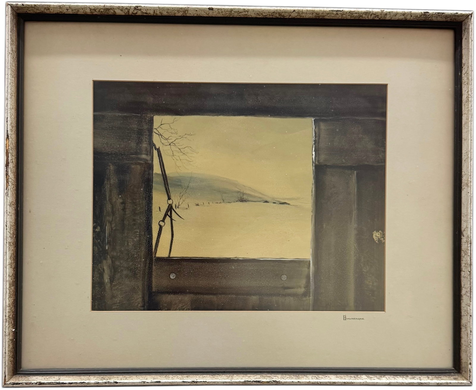 DON HORNBERGER (1921-2006, American) Winter: Size 21 x 17 in (framed). Domestic Flat Shipping Price: $55