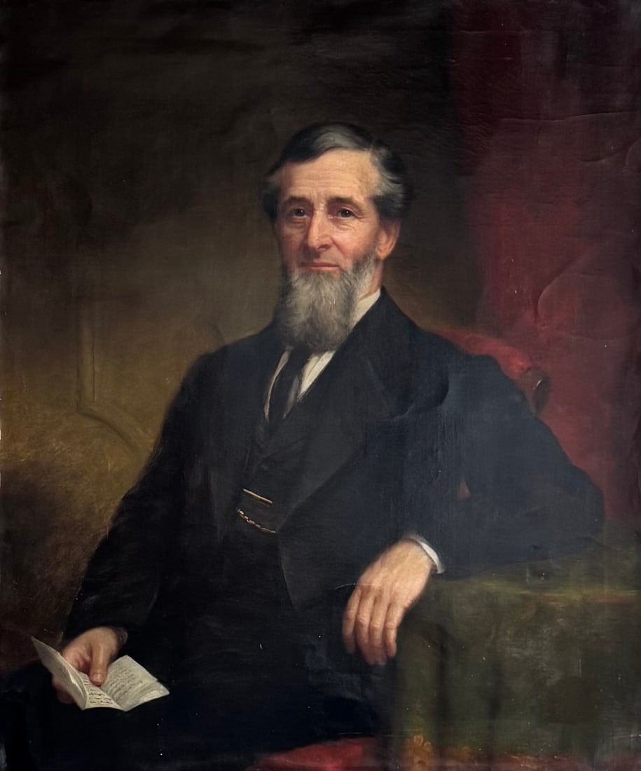 JAMES SULLIVAN LINCOLN (1811-1888, American) Rhode Island Artist, Portrait: Oil painting on canvas 40 x 33 in. Domestic Flat Shipping Price: $130