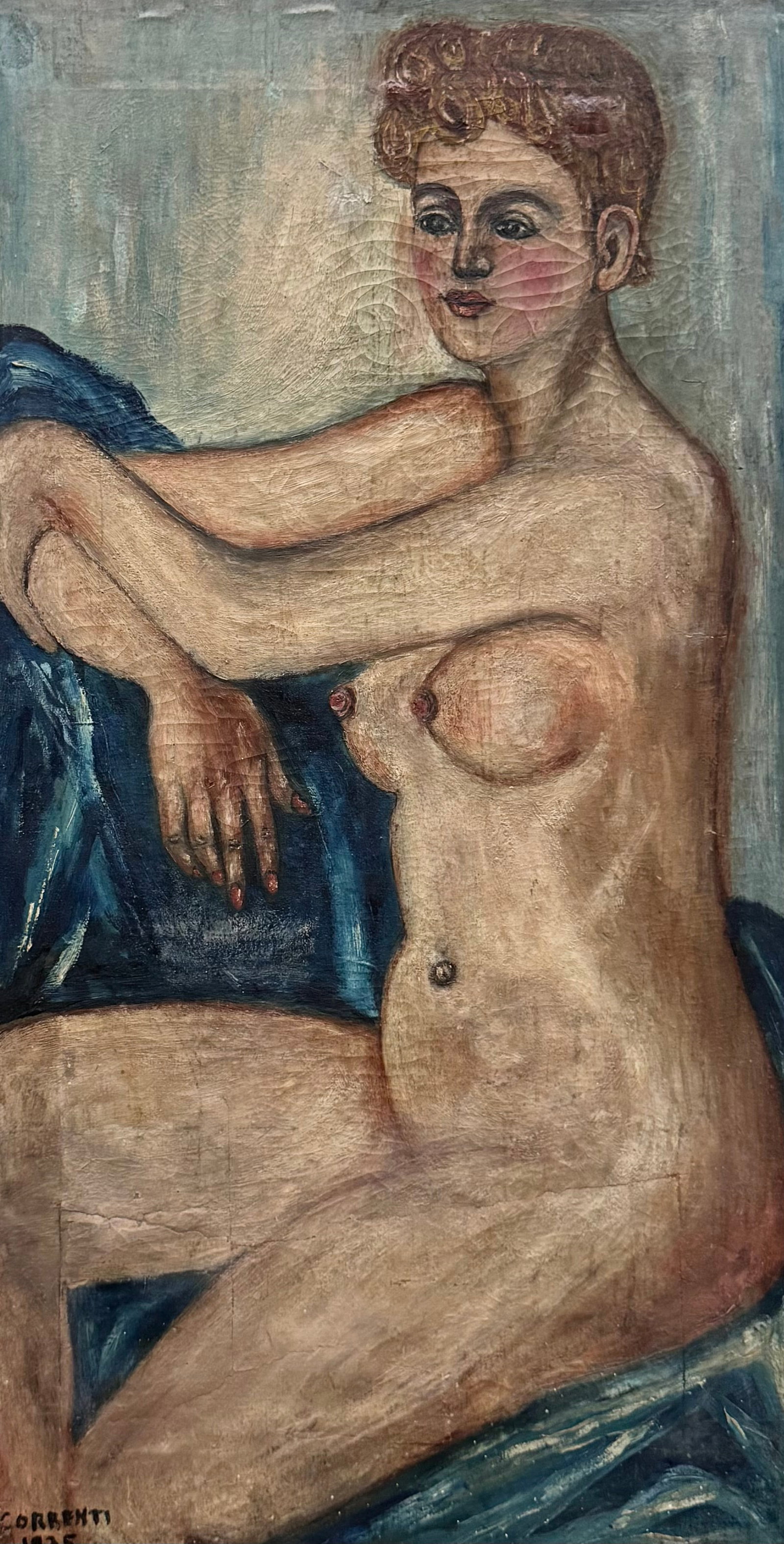 WPA Era Nude Woman Oil On Canvas Signed & Dated 1935: Oil on canvas 40 x 21 in. Domestic Flat Shipping Price:$120