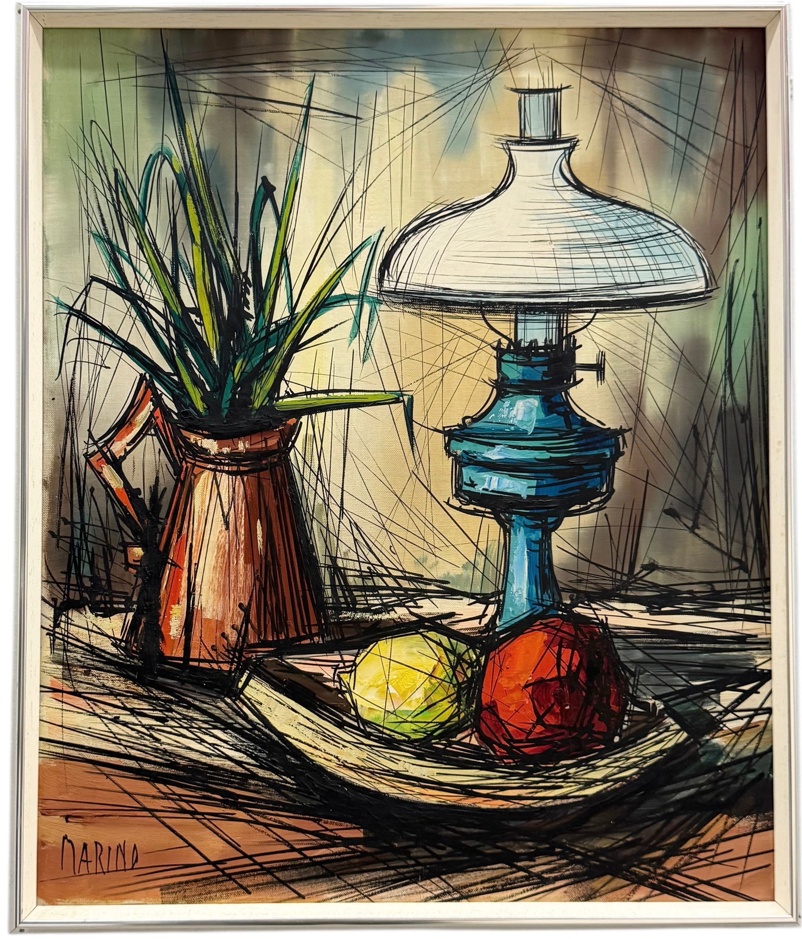 Mid-Century Italian School Still Life Signed Oil On Canvas: Oil on canvas 24 x 20 in. Domestic Flat Shipping Price:$80