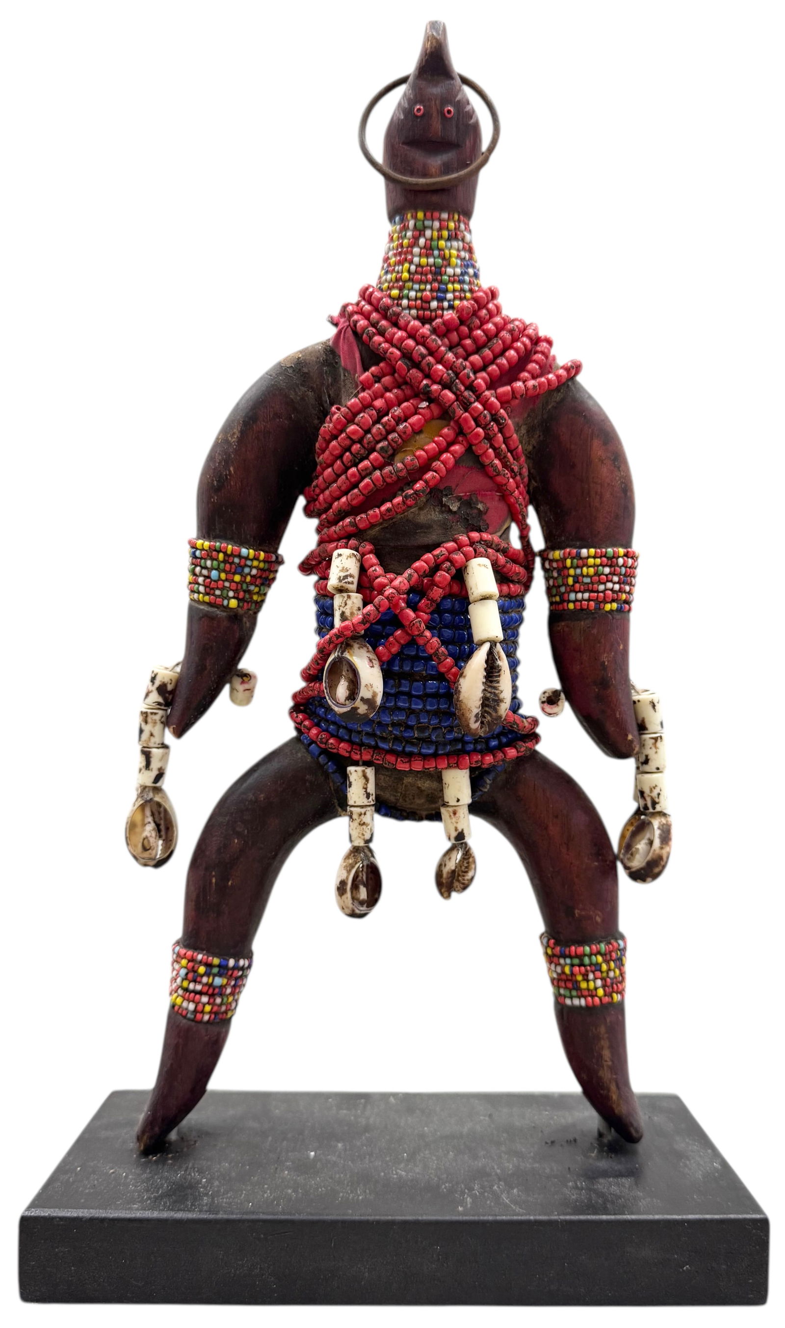 Vintage Beaded African Carved Wood Fertility Sculpture, Cameroon (1 of 3)