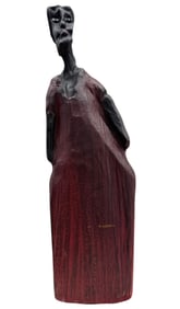 Hand Carved Latin American Signed Santos Sculpture 15"