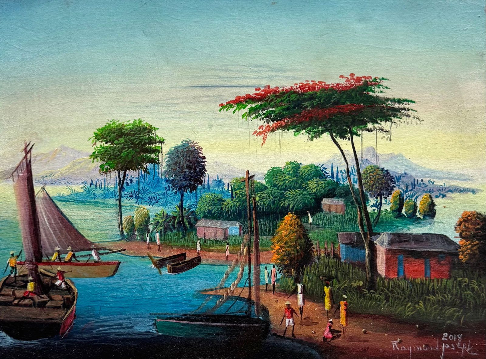 RAYMOND JOSEPH (20th c, Haitian) Landscape (1 of 3)