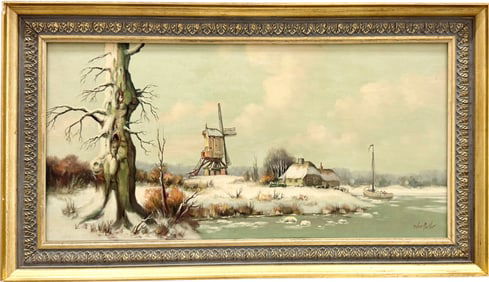 ANTON MULLER Early 20th c Dutch School Snowy Landscape