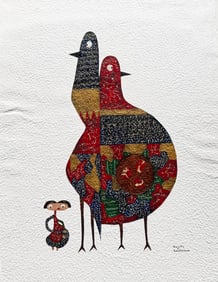 DAVITZ & LEIDERMAN (20th c, Israeli) Birds With Figure