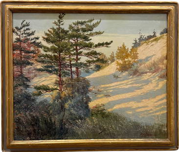 GOTTHILF AHLMAN (1888-1953, Swedish American) Impressionist Landscape Chicago Artist: Oil on canvas 28 x 24 in. Domestic Flat Shipping Price: $90