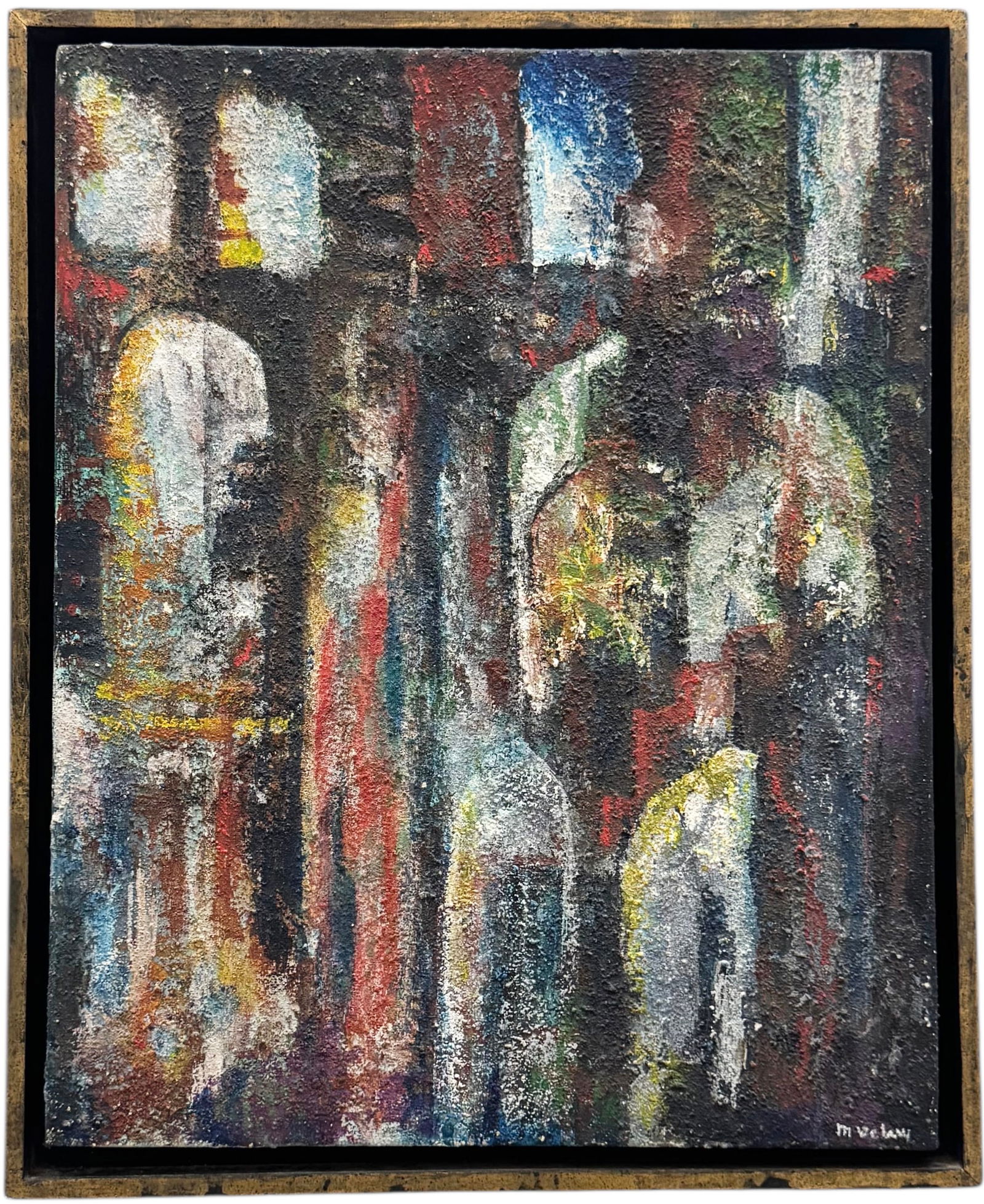 Mid-Century Modern American School Abstract Oil On Canvas Heavy Textured Signed (1 of 3)