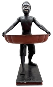 Early 20th Century Carved Wood Blackamoor Serving Sculpture