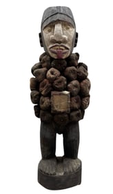 Carved Wooden African Fetish Nail Sculpture