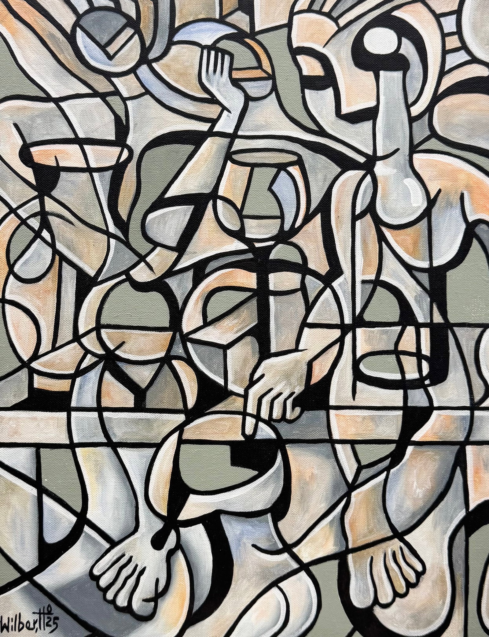 WILBER HERERRA ORTIZ (20th c, Mexico) Merida Artist, Cubist: Oil on board 17.5 x 13.5 in. Domestic Flat Shipping Price:$45
