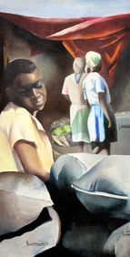 PASCAL SMARTH (b. 1966, Haitian) Figures At Market