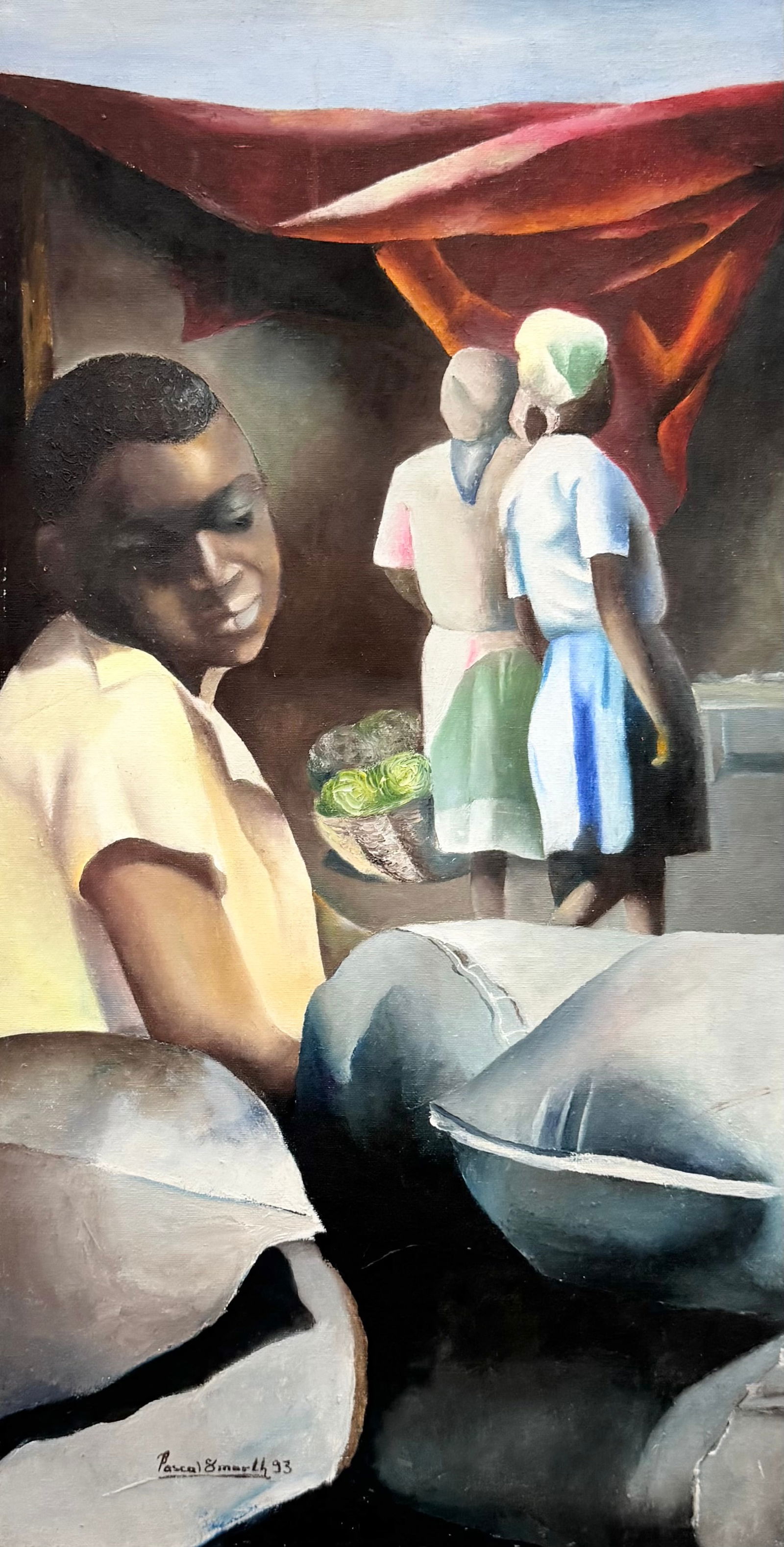 PASCAL SMARTH (b. 1966, Haitian) Figures At Market (1 of 3)