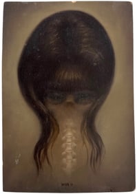 JASON SNYDER Contemporary Miniature Surrealist Portrait "Hair Study IV" Oil On Wood