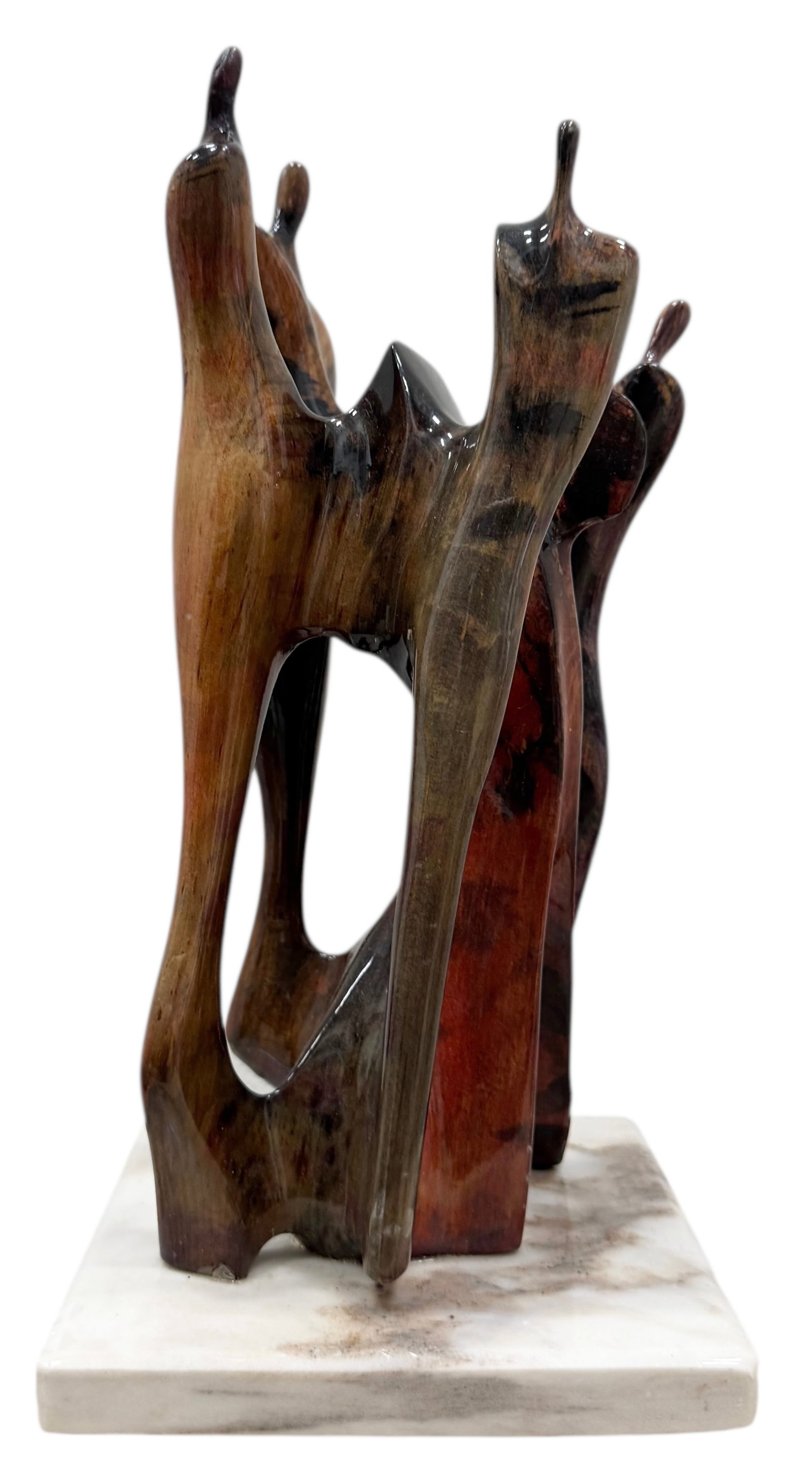 Vintage Carved Wood Modernist Sculpture Of Figures: Size 12 x 6 x 6 in. Domestic Flat Shipping Price: $55