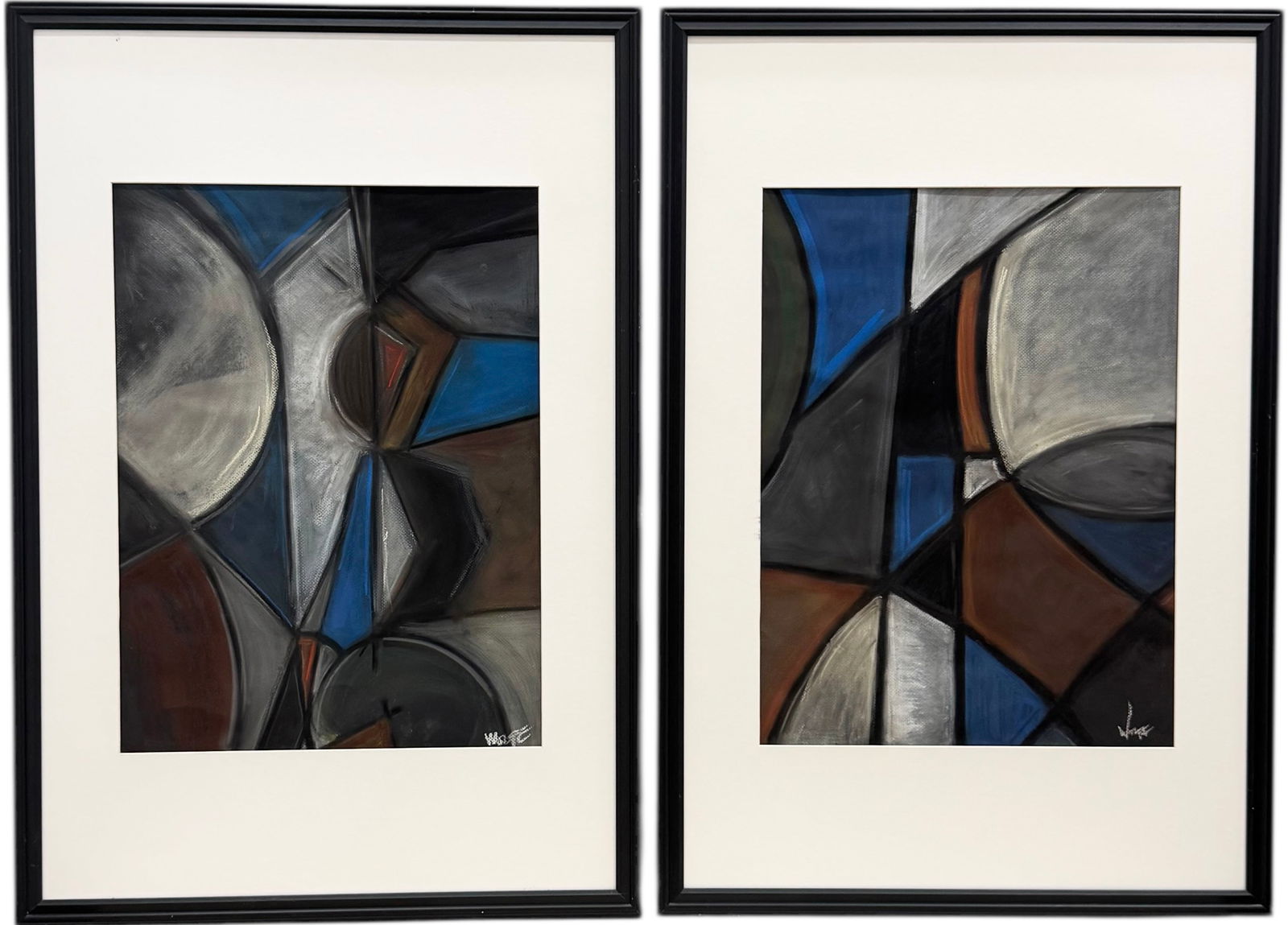 Pair Of Contemporary Abstract Expressionist Pastel DrawingsSigned (1 of 3)