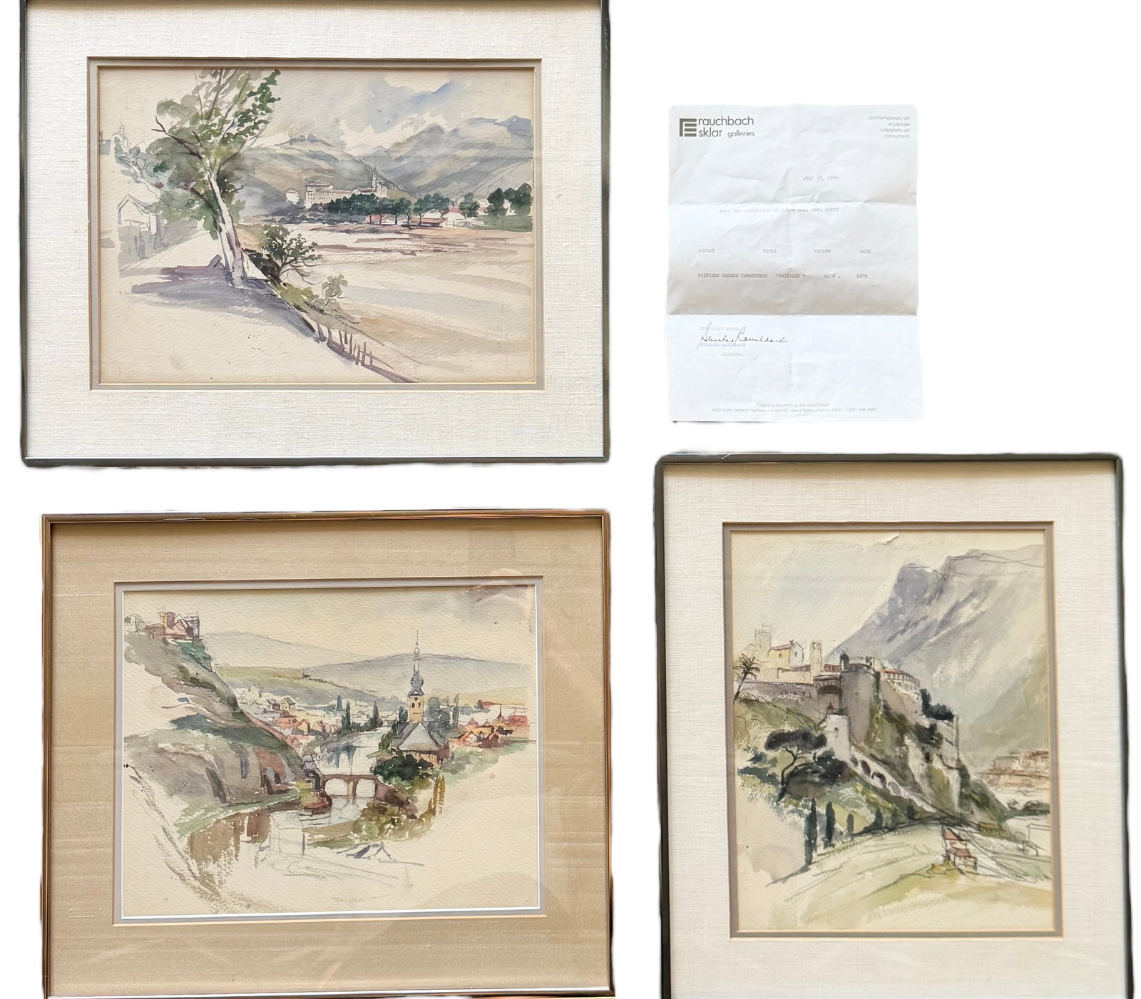 Grouping Of (3) Watercolors By Russian Princess Helene Trubetzkoy (1870-1955): Watercolor 19.5 x 16 in (framed) (largest). Domestic Flat Shipping Price: $110