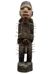 Carved Wooden African Fetish Nail Sculpture
