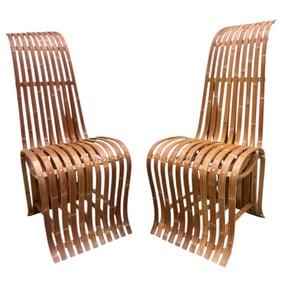 Pair Of Mid-Century Sculptural Bamboo Chairs