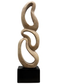 Contemporary Carved Wood Abstract Sculpture 18"