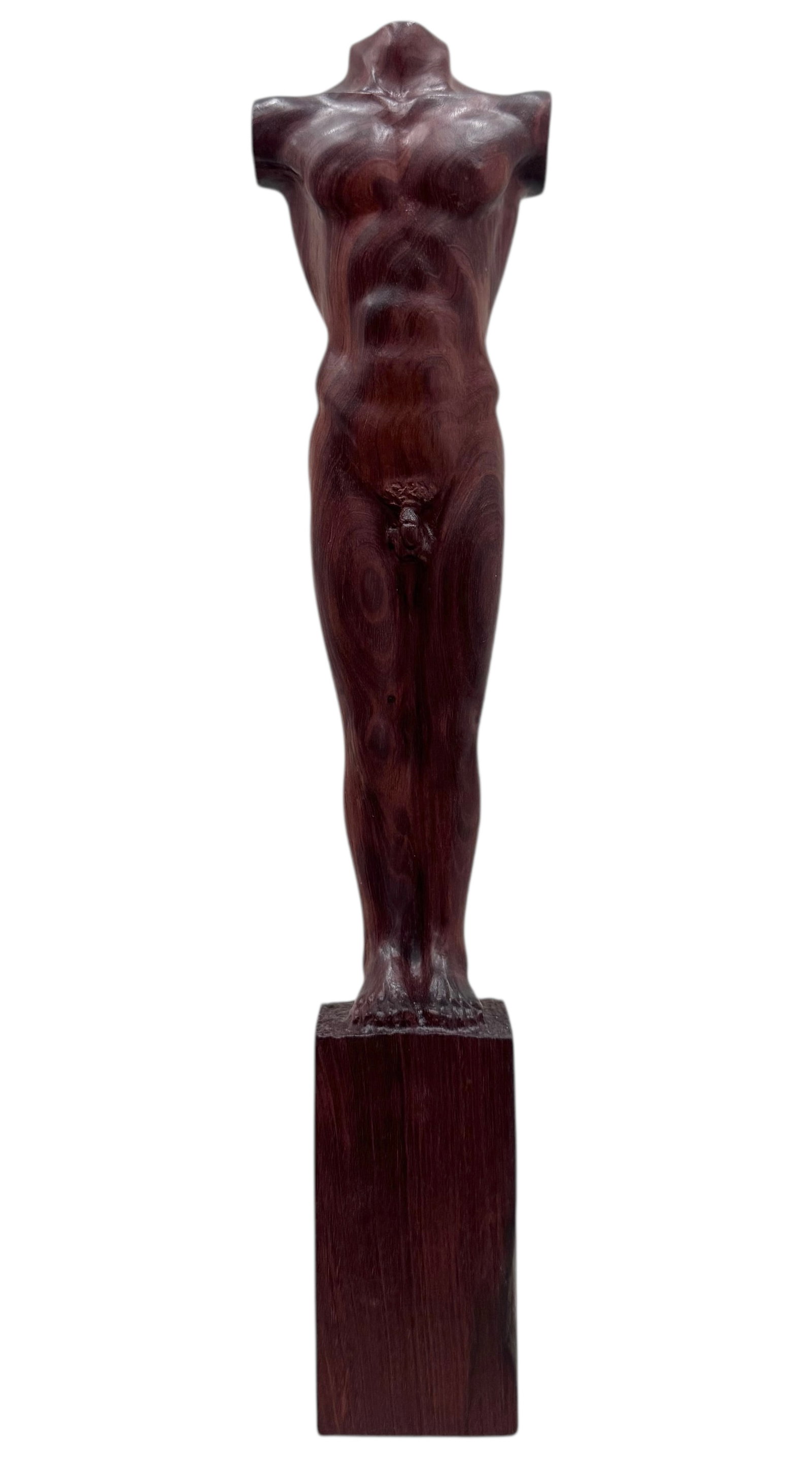 Carved Wood Nude Male Sculpture 14": 14 x 2 x 2 in. Domestic Flat Shipping Price: $45