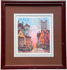 ANATOLE KRASNYANSKY "GDANSK NEAR HARBOR" Serigraph