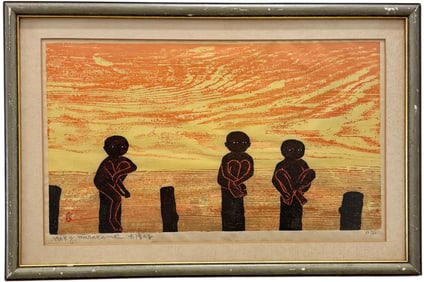 Gyojin Murakami, Mid-Century Pencil Signed Limited Edition Woodblock