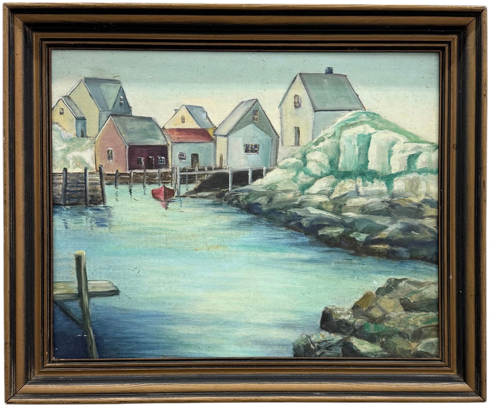 Vintage American Rockport School Regionalist Harbor Scene Signed (1 of 3)