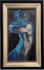 Contemporary Abstract Of Nude Male In Heavy Wood Frame