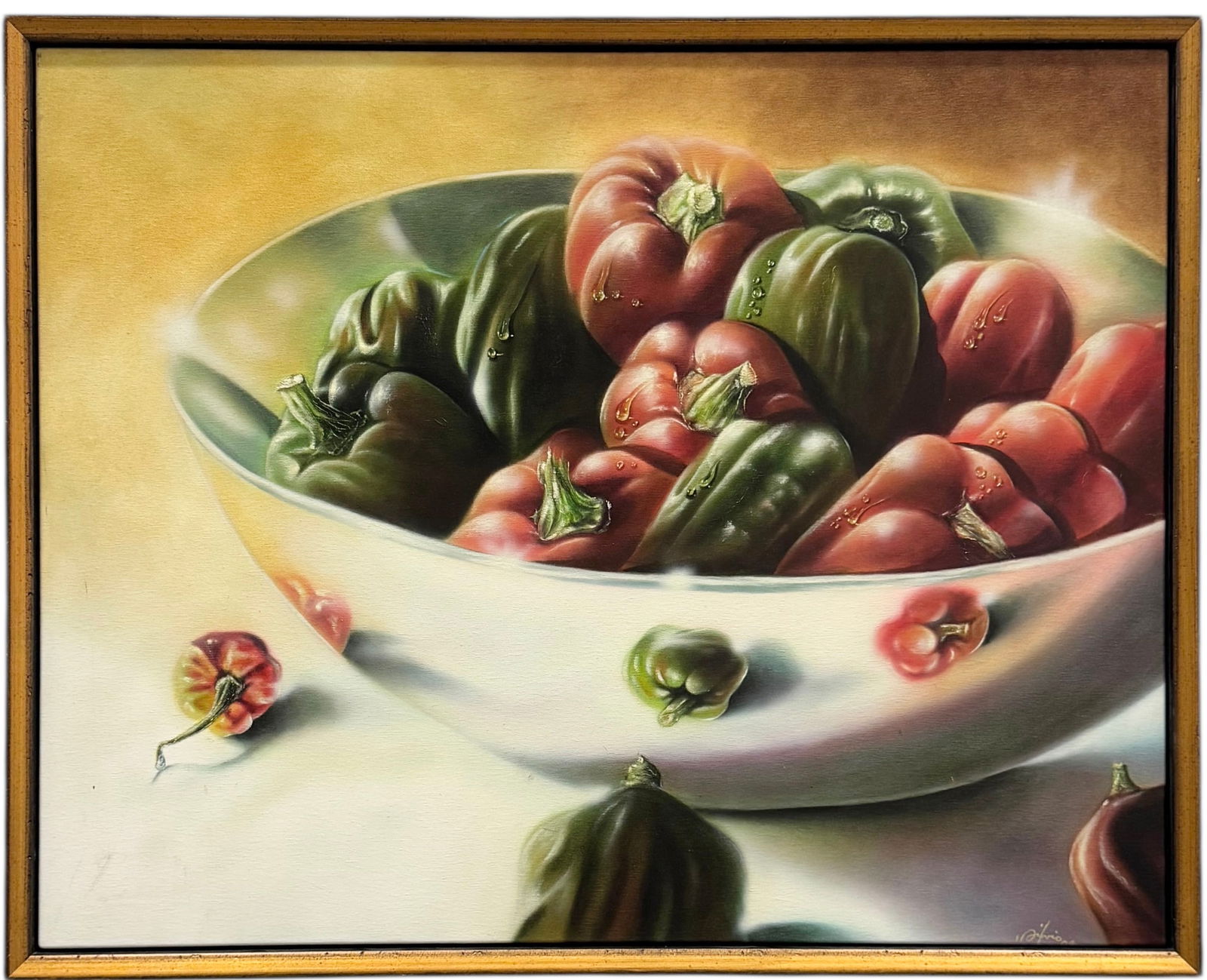 Large Contemporary Hyperrealist Still Life Of Fruit & Vegetables Signed (1 of 3)