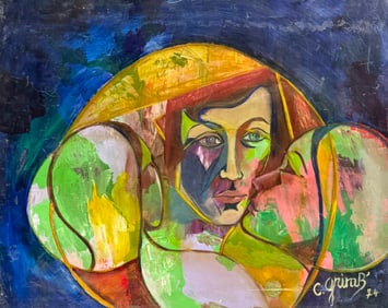 Mid-Century Modern Abstract With Figures Signed