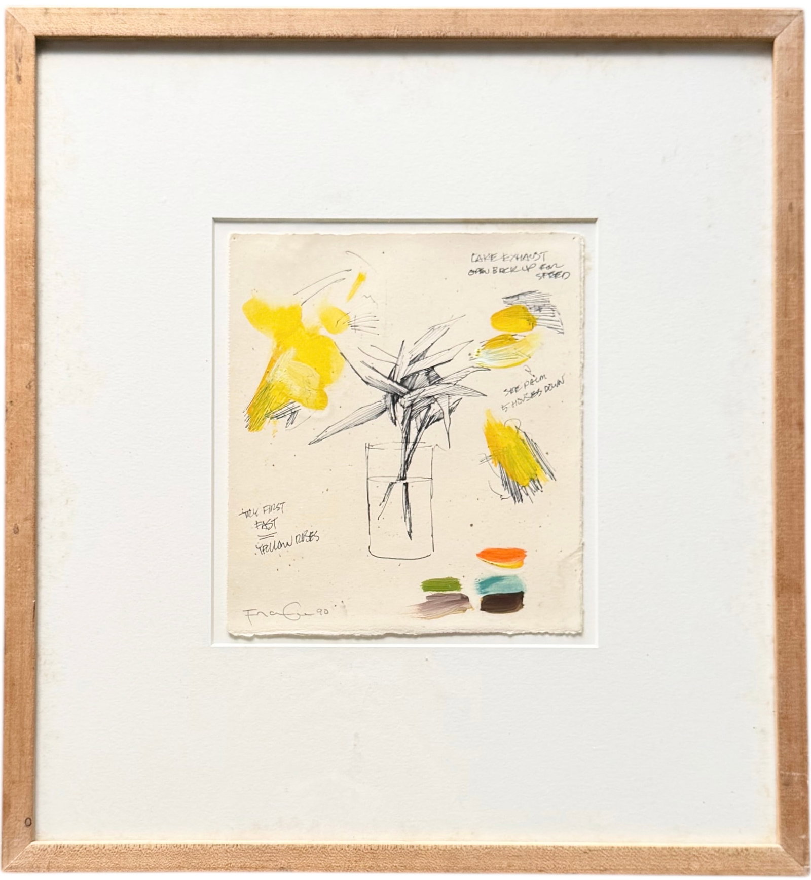 Nicely Framed Vintage Mixed Media Floral Abstract Painting Signed (1 of 3)