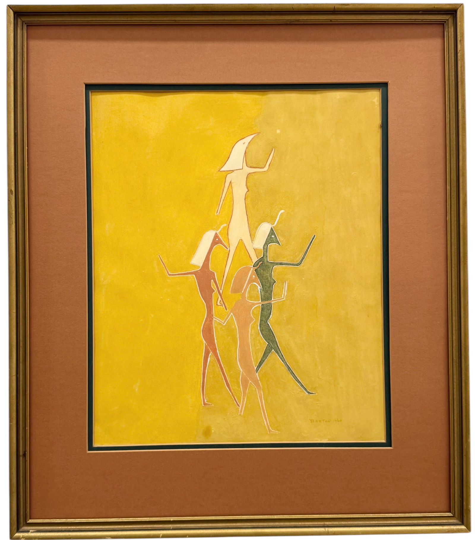 Mid-Century Modern Egyptian Revival Abstract Signed & Dated 1960 (1 of 3)