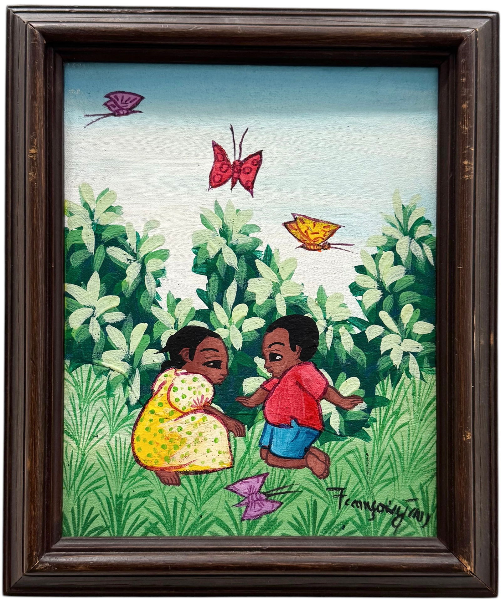 FRANCOISE JEAN (20th c, Haitian) Children Playing (1 of 3)