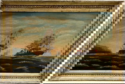 19th Century English School Nautical Seascape With Clipper Ships