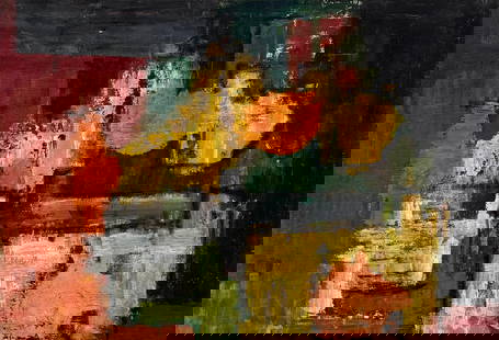 Mid-Century Modern Abstract Expressionist Oil On Canvas: Oil on canvas 36 x 25 in. Domestic Flat Shipping Price: $80